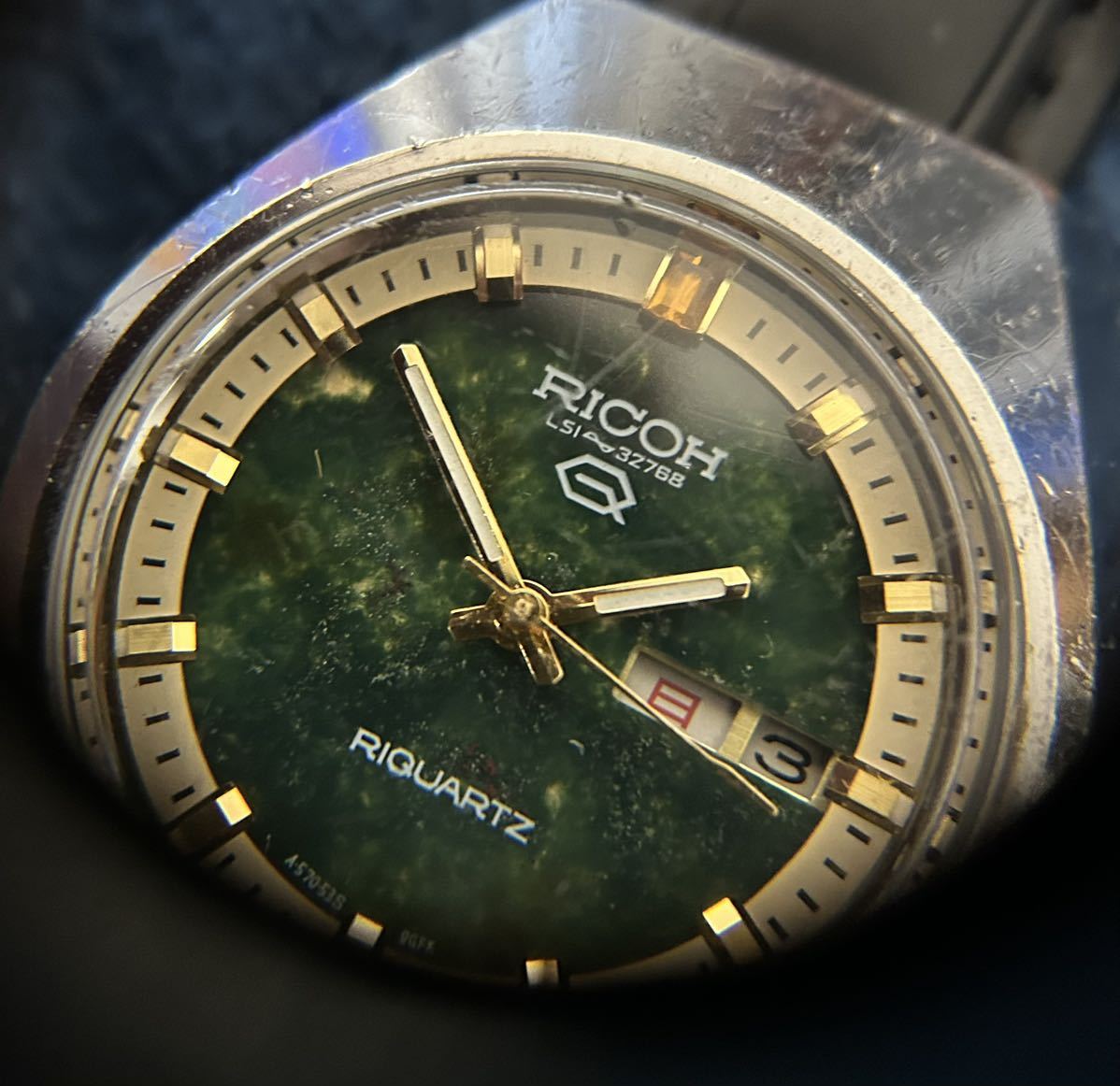 稼働 リコーリクォーツ 新品社外革ベルト付 メンズ アンティーク ビンテージ 腕時計 RICHO RIQUARTZ men's vintage watch_画像9