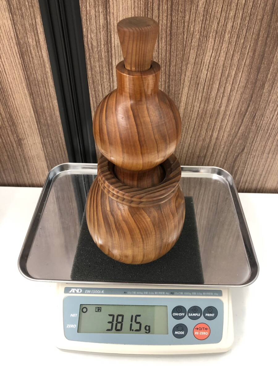 【T】屋久杉　ひょうたん　瓢箪　徳利　和食器　酒器　木製　工芸品　置物　オブジェ　コレクション　アンティーク【923】_画像7