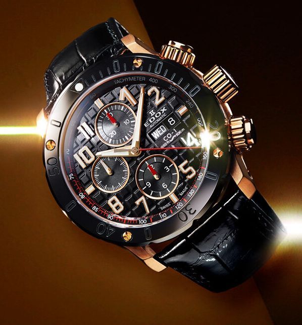 EDOX エドックス クロノオフショア1 クロノグラフ 01122-37R-NBR8 500m防水 自動巻き セラミックベゼル ブラック×ゴールド 美品 オマケ付_参考画像