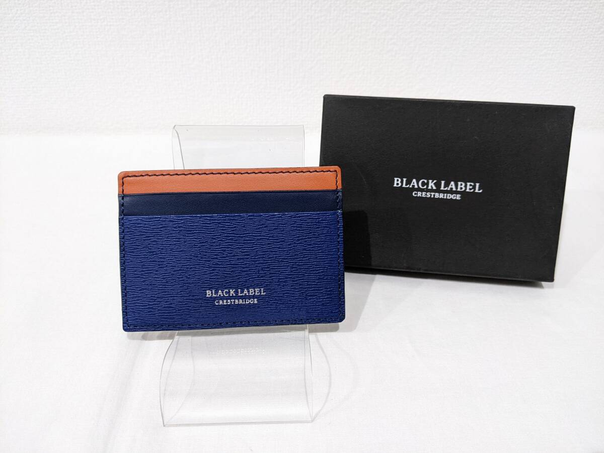 【44981】1円～ 美品 BLACK LABEL CRESTBRIDGE ブラックレーベル クレストブリッジ カードケース 定期入れ ネイビー×オレンジ 箱有り_画像1