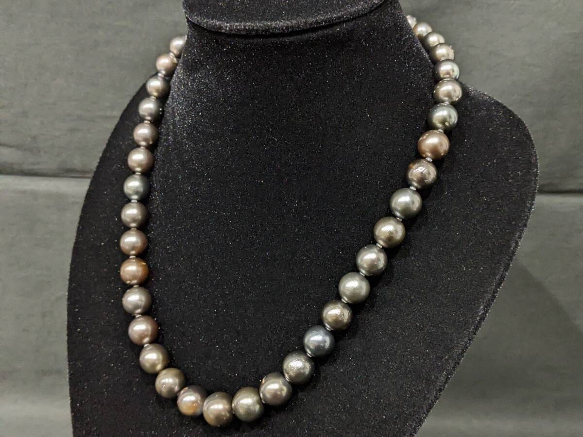EJ6036】1円~ 黒蝶真珠 パールネックレス グリニッシュグレー EJ6036】1円~ 黒蝶真珠 パールネックレス グリニッシュグレー