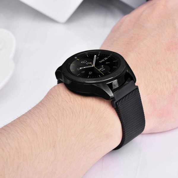 GARMIN (ガーミン) 専用 マグネット式 ステンレス ミラネーゼループ 腕時計バンド 取付幅20mm 装着簡単 ブラック WB008_画像7