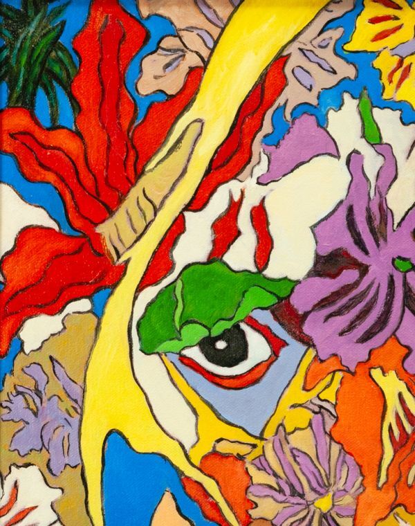 【作者不明】油彩 手描き『ジャングルの眼』表サイン 裏サイン F8号 額装/検索ワード(岡本太郎/ジミー大西/草間彌生)f991の画像5