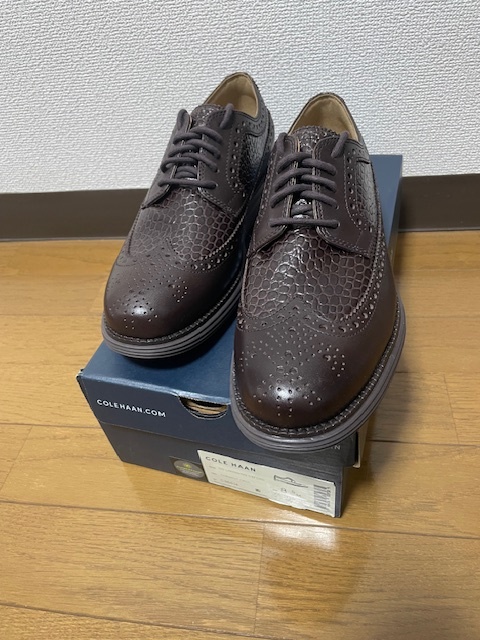 新品 箱付 COLE HAAN コールハーン ORIGINAL GRAND チェスナット クロコ 26cm ロングウィング オックスフォード CHESNUT 8.5 茶_画像1