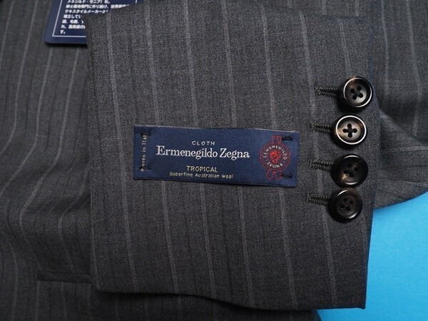 新品17.3万円 大手百貨店扱い 春夏『Ermenegildo Zegna ゼニア TROPICAL 伊製生地』ウール100% ストライプ スーツAB8灰(H) 1511081_画像7