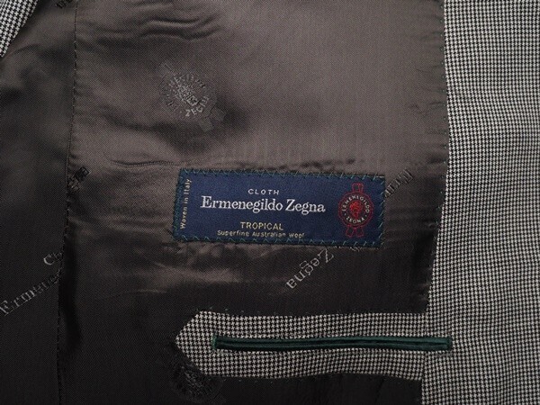 新品17.3万円 大手百貨店扱い 春夏『Ermenegildo Zegna ゼニア TROPICAL 伊製生地』ウール100% 千鳥柄 スーツAB6黒白(H) 1508871の画像6