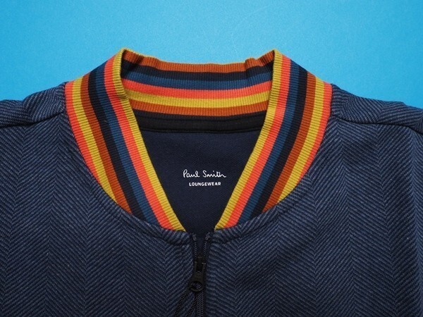 新品正規品 Paul Smith ポールスミス 春先最旬 ヘリンボーンジャージー ジップアップ ブルゾン/ジャケットL青(052) 30-7035_画像7