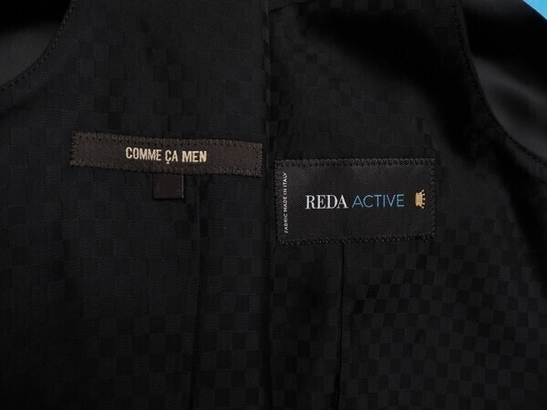 新品定価2.2万円 COMME CA MEN コムサメン 春先【REDA ACTIVE 伊製生地】ウールトロピカル ソリッド ジレ/ベストXXL黒(05) 01VY01 ラスト_画像5