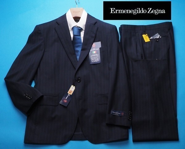 新品17.3万円 大手百貨店扱い 春夏『Ermenegildo Zegna ゼニア TRAVELLER 伊製生地』ウール100% 無地 スーツAB4濃紺(B) 1571061_画像1