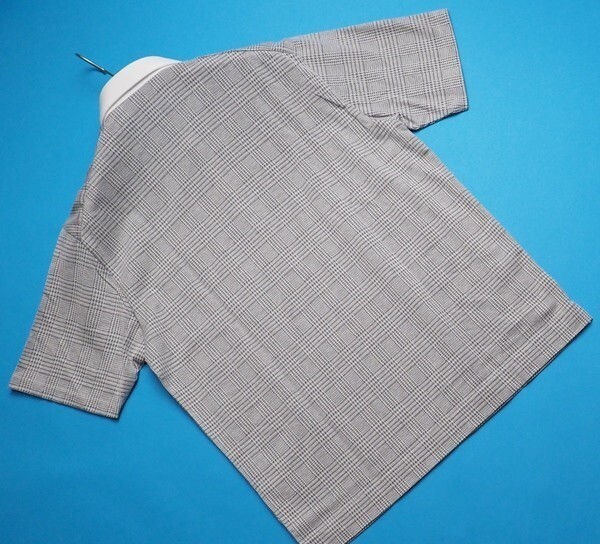 新品定価1.8万円 COMME CA MEN コムサメン 日本製 Triporous グレンチェック ポロシャツM白(01) 42CC05_画像2