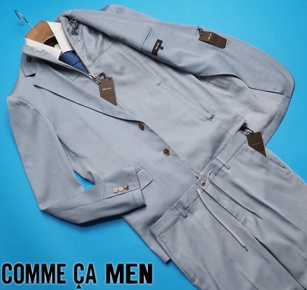 新品サンプル 定価11.8万円 COMME CA MEN コムサメン セルロース 空色 スリーピース スーツL/M/M水色(23) 15JC07_画像1