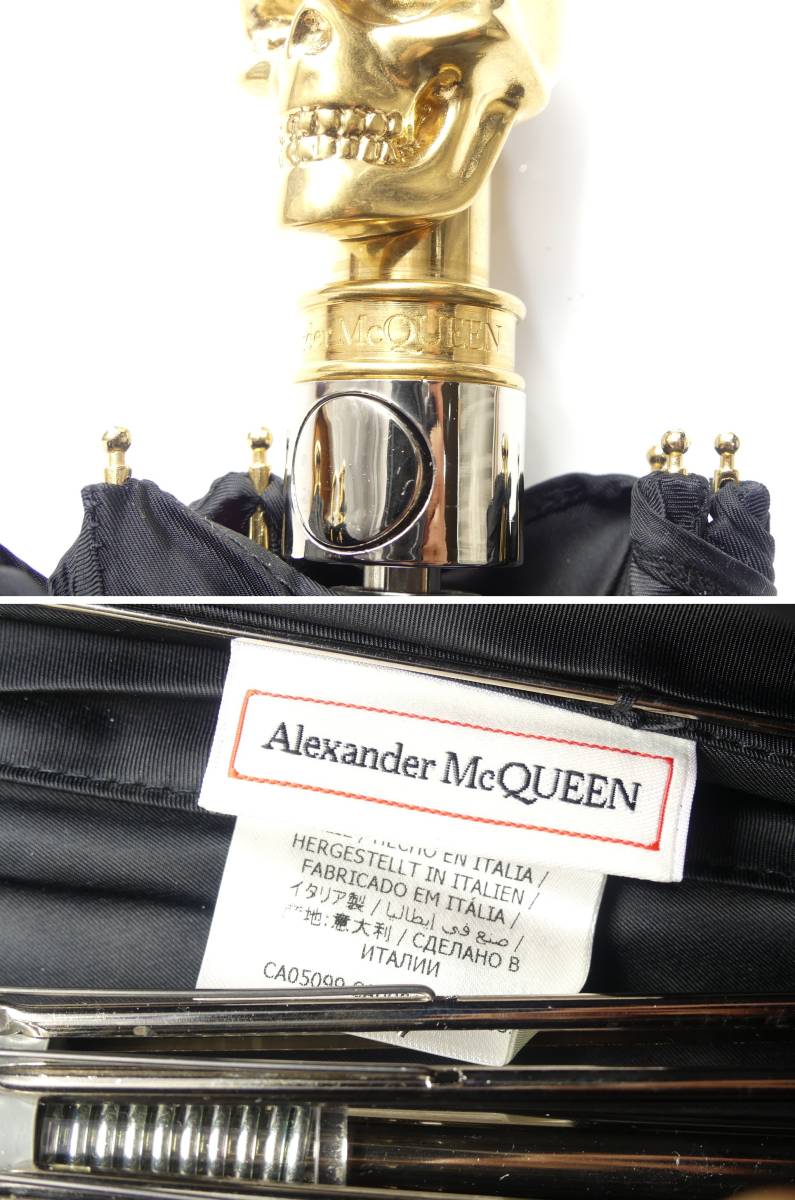 136,000円新品ALEXANDER MCQUEEN/アレキサンダー・マックイーン★ブラスメタルのスカルヘッドが輝く紳士用折り畳み傘_画像8