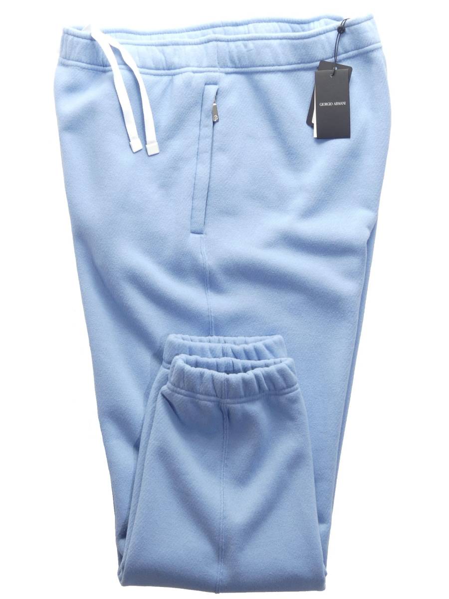  через год предмет 138,000 иен новый товар GIORGIO ARMANI* super прекрасное качество casual! бледный голубой. хлопок джерси ткань тренировочный брюки [52=34~39 дюймовый ]