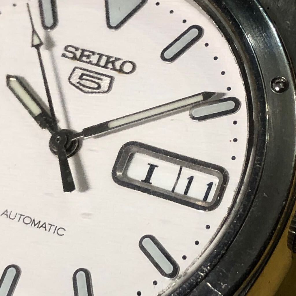 【即決/送料無料】 SEIKO5 7S26-0100 automatic ビンテージセイコーファイブ 白文字盤 自動巻き 機械式 中古腕時計 希少 レア_画像7