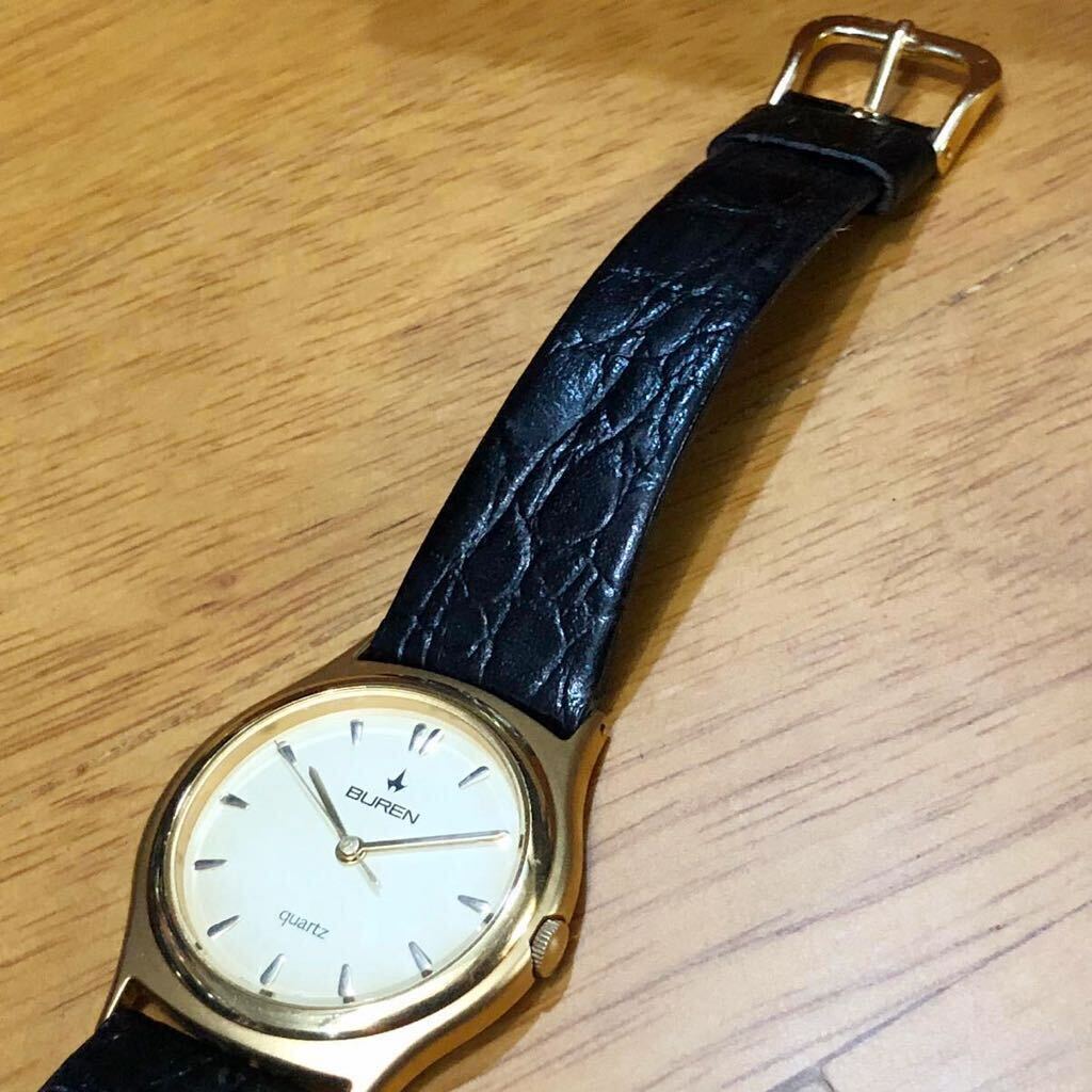 【即決/送料無料】 BUREN vintage watch quartz ビューレン ビンテージウォッチ クォーツ ゴールドカラー 中古腕時計 _画像2