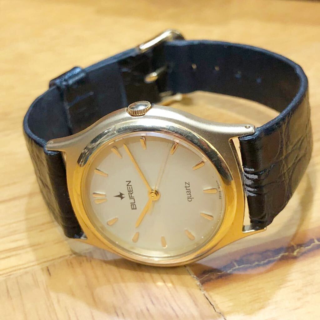【即決/送料無料】 BUREN vintage watch quartz ビューレン ビンテージウォッチ クォーツ ゴールドカラー 中古腕時計 _画像5