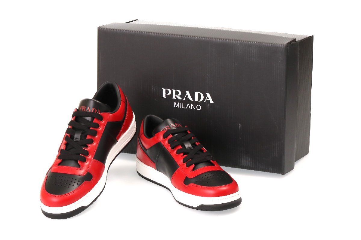 プラダ メンズ レザー スニーカー ダウンタウン ブラック/グリーン サイズ10 約29CM PRADA 2EE364 3LKG F0F3T 新品_画像10