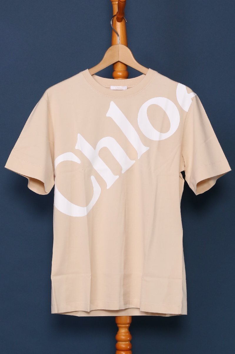 クロエ Tシャツ レディース ロゴ ベージュ サイズXS 送料無料 CHLOE C21AJH13 184 20J BEIGE 新品_画像1