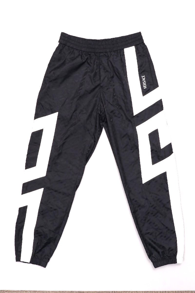 ヴェルサーチ ベルサーチ ナイロン パンツ ブラック グレカロゴ サイズ50 Versace Giubbino Con Logo NYLON TRACK PANTS 新品