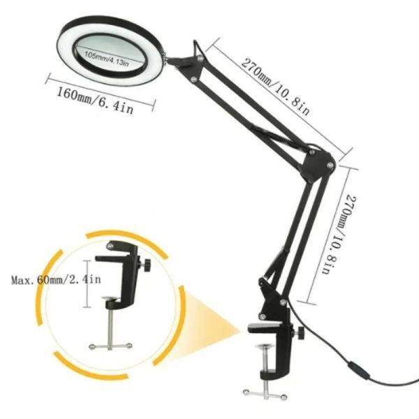 BI002:72led 8x/10x new lighting attaching magnifying glass usb 3 color led magnifying glass solder .. repair / table lamp 