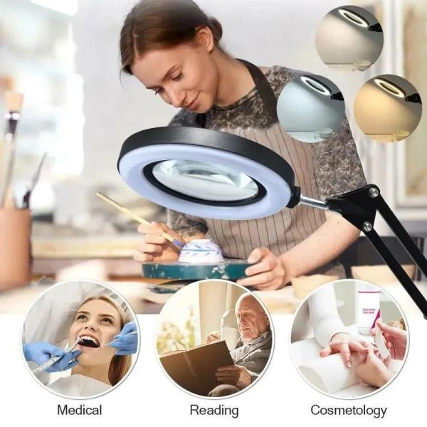 BI002:72led 8x/10x new lighting attaching magnifying glass usb 3 color led magnifying glass solder .. repair / table lamp 