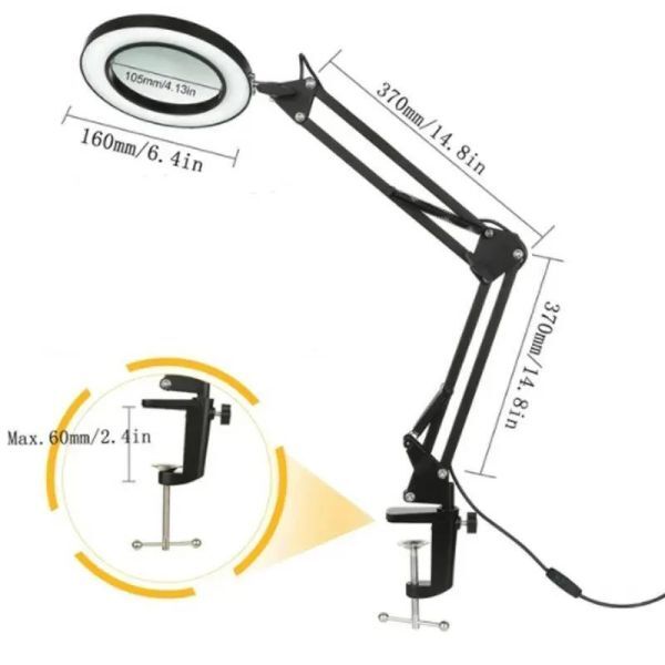 BI002:72led 8x/10x new lighting attaching magnifying glass usb 3 color led magnifying glass solder .. repair / table lamp 