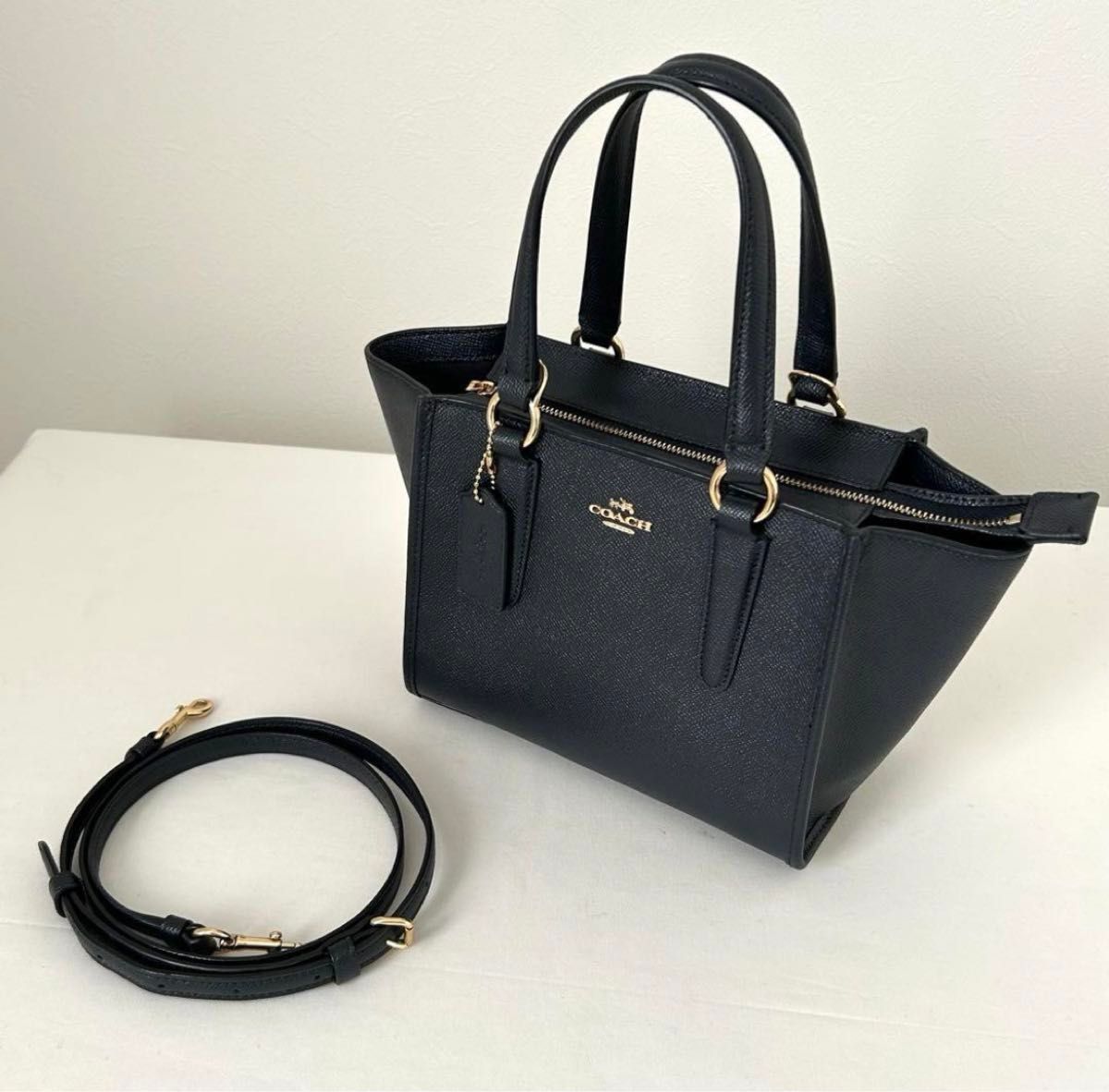 美品 COACH コーチ 2WAY ショルダーバッグ ハンドバッグ グレー