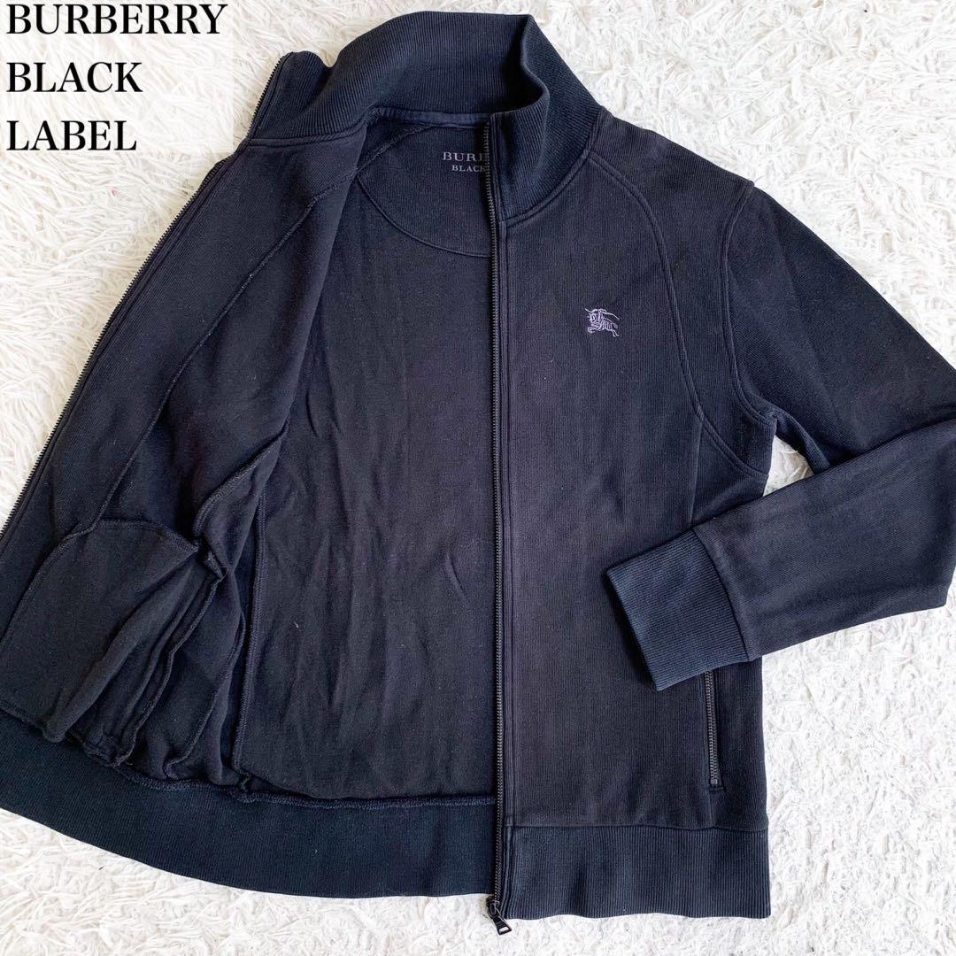 1円 極美品 バーバリーブラックレーベル ホースロゴ ブルゾン トラックジャケット ジャージ 2 黒 ブラック BURBERRY BLACK LABEL 春秋冬_画像1