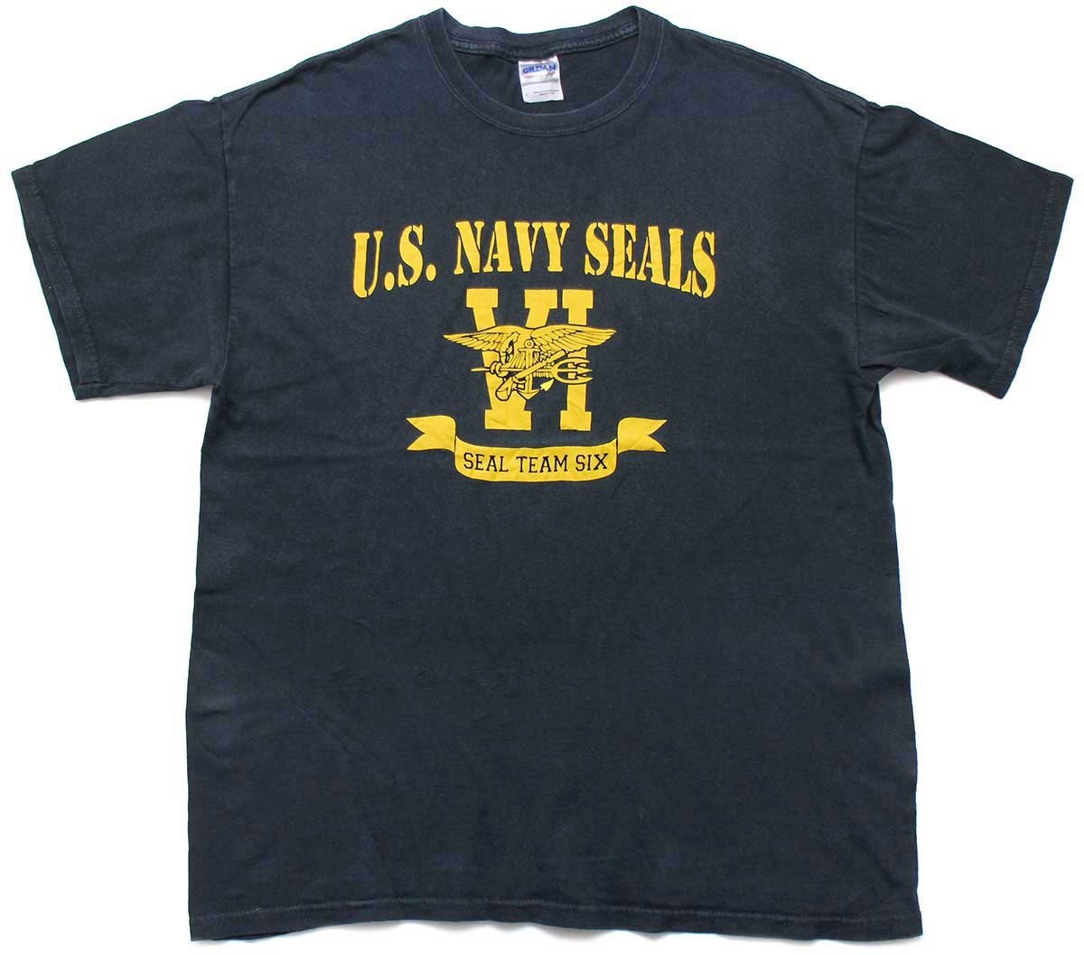 ★U.S.NAVY SEALS SEAL TEAM SIX コットンTシャツ 濃紺 L★オールド 米軍 ミリタリー DEVGRU 特殊部隊 イーグル ネイビー オーバーサイズ_画像2