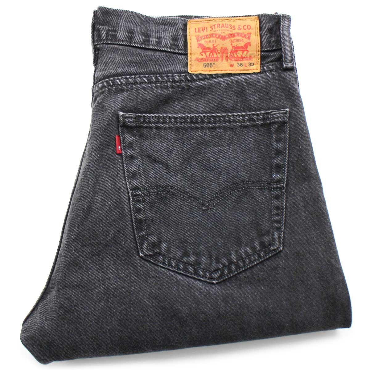 ★Levi'sリーバイス 505 ペンキ飛び ブラック デニムパンツ w36 L32★SDP2577 ジーンズ ストレート サークルR