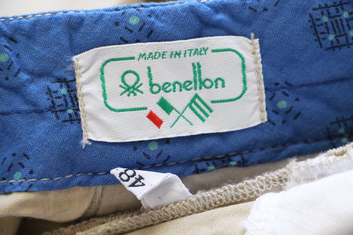 デッドストック★90s イタリア製 benettonベネトン コットンポプリン パンツ カーキ 48★オールド ビンテージ ユーロ スラックス チノパン_画像6