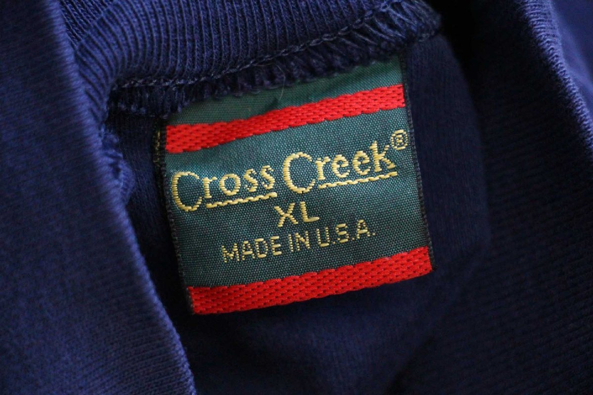 ★90s USA製 Cross Creek モックネック コットン 長袖Tシャツ ナス紺 XL★オールド ビンテージ カットソー オーバーサイズ ビッグサイズ_画像5