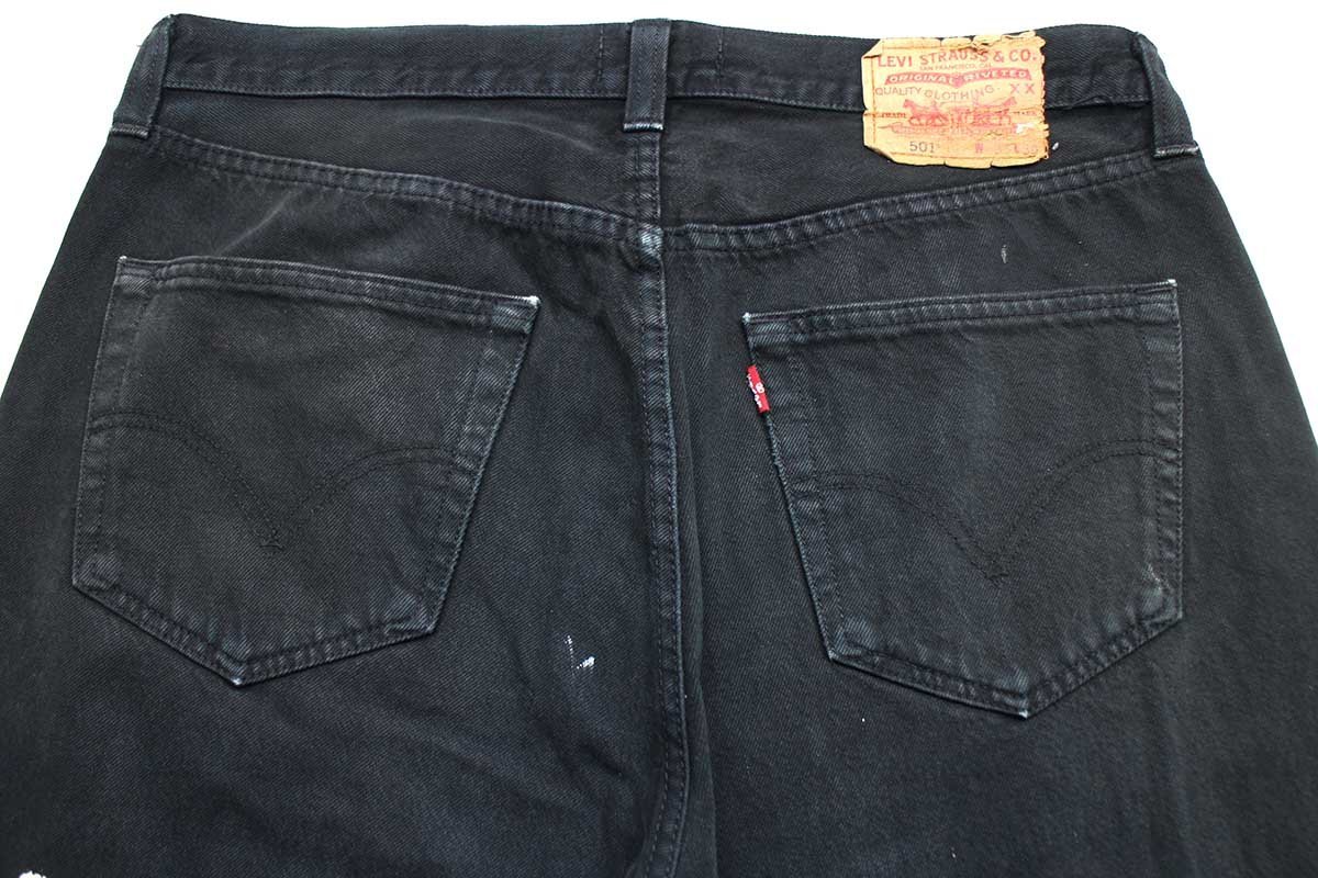 ★00s Levi'sリーバイス 501 ペンキ飛び 後染め ブラック デニムパンツ w36 L30★SDP2560 オールド ジーンズ ストレート ボロ_画像5