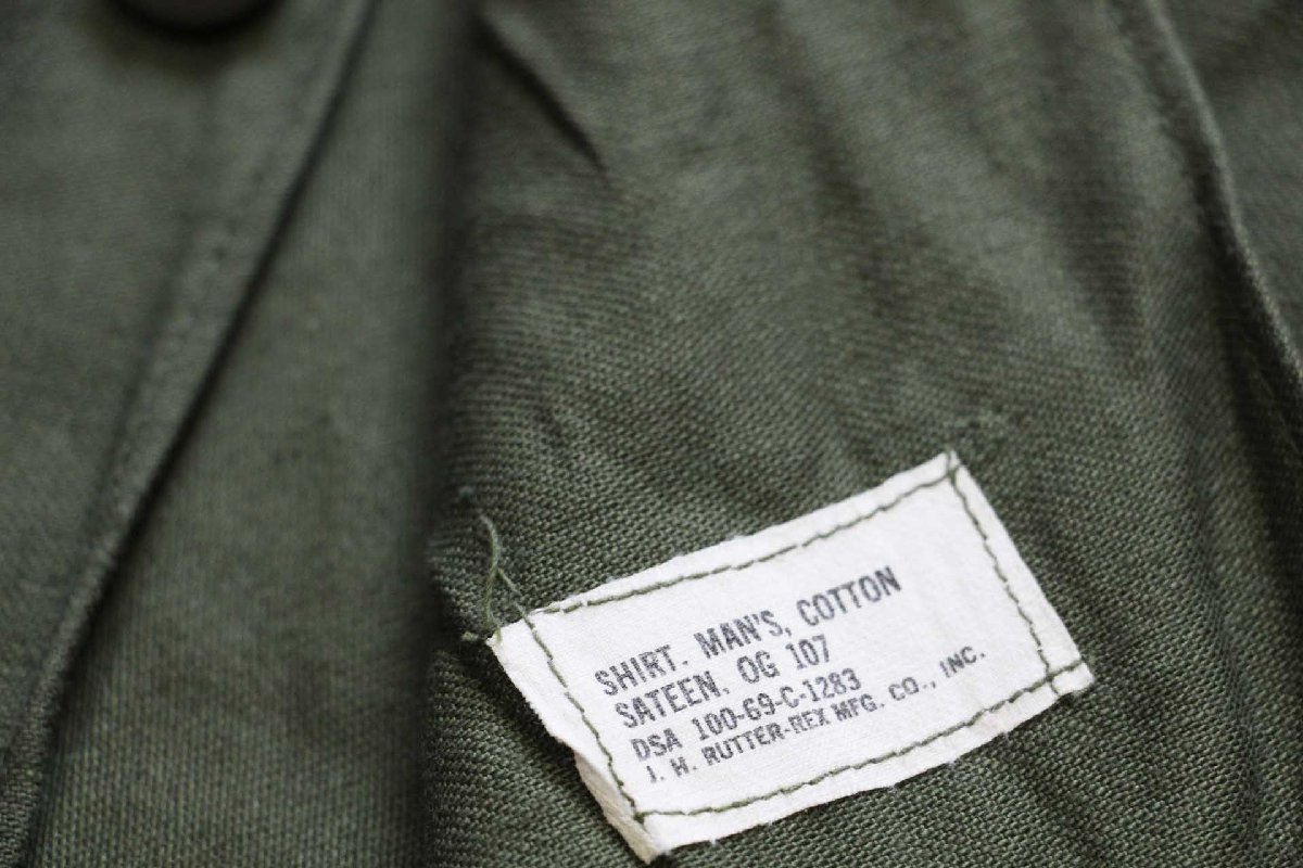 ★60s 米軍 U.S.ARMY コットンサテン ユーティリティシャツ オリーブグリーン 15.5★L ビンテージ ミリタリー_画像5