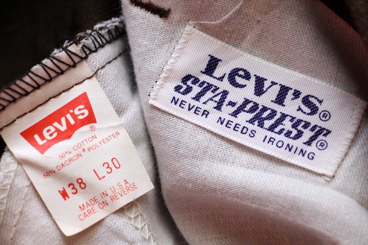 ★90s USA製 Levi'sリーバイス 517 STA-PRESTスタプレ パンツ 焦げ茶 w38 L30★ブーツカット フレア カツラギ ポップサック ビンテージ_画像6