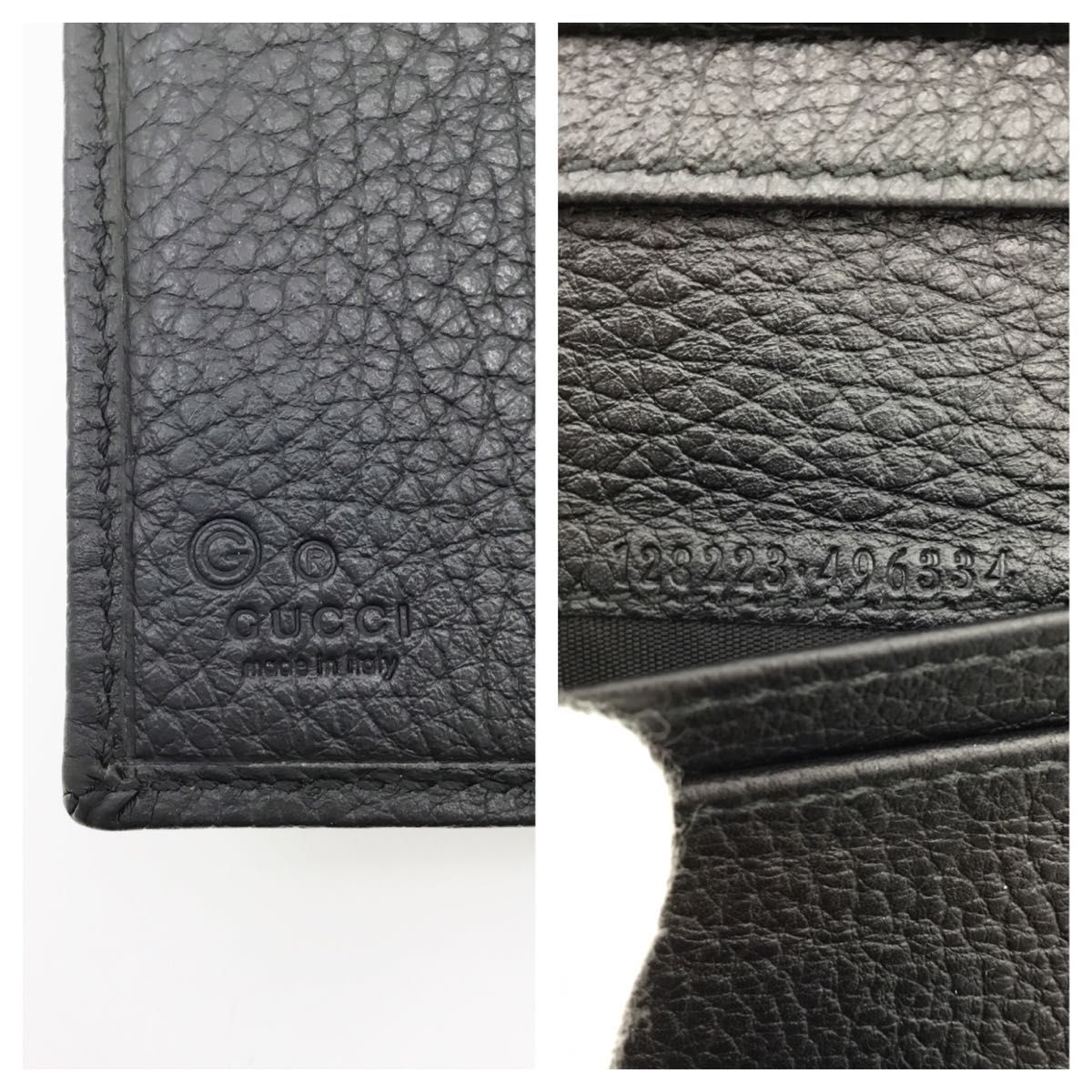 中古良品　グッチ　GUCCI　GGナイロン　レザー　Wホック　2つ折り長財布　黒　革小物　ブランド財布　高級感