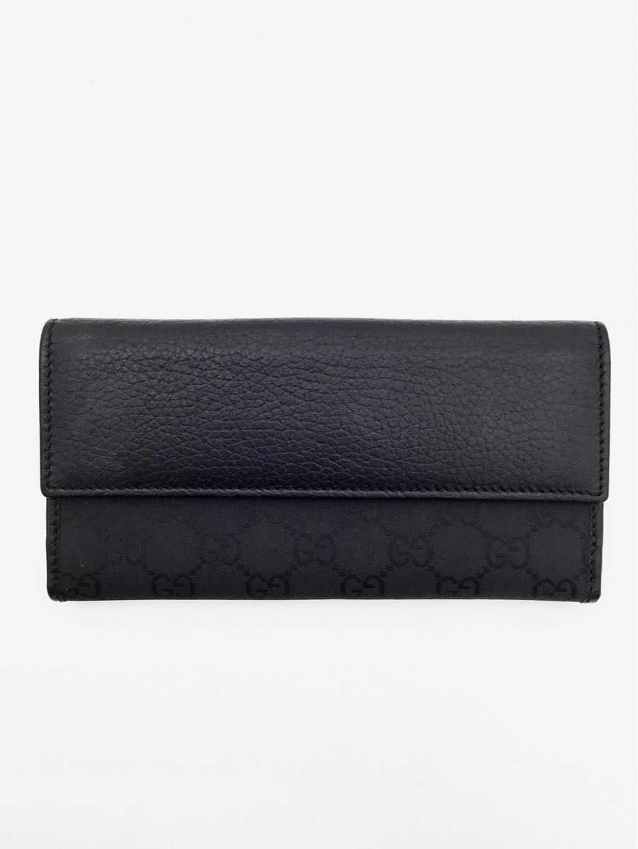 中古良品 グッチ GUCCI GGナイロン レザー Wホック 2つ折り長 中古良品 グッチ GUCCI GGナイロン レザー Wホック 2つ折り長