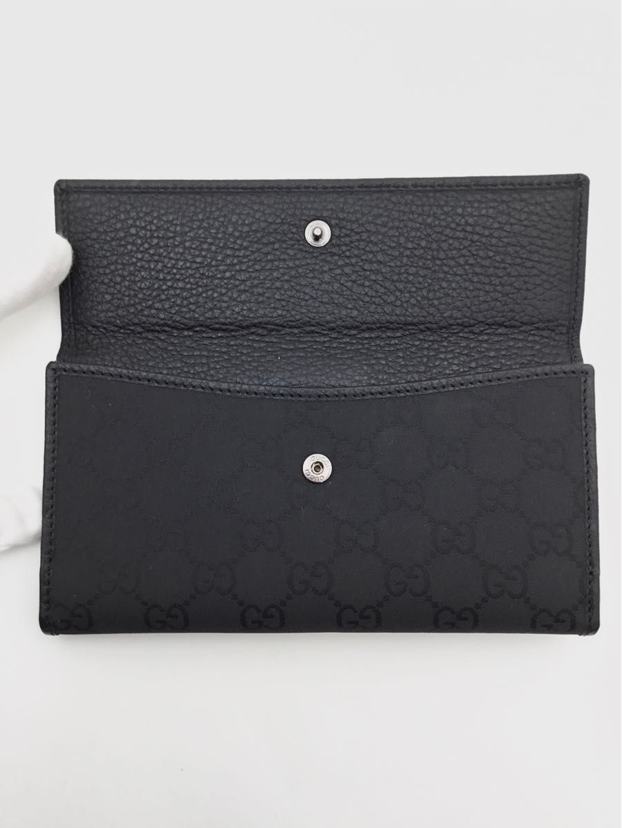 中古良品 グッチ GUCCI GGナイロン レザー Wホック 2つ折り長 中古良品 グッチ GUCCI GGナイロン レザー Wホック 2つ折り長