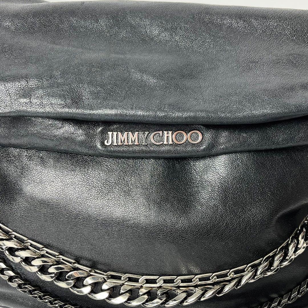 【美品・保存袋】ジミーチュウ バイカーチェーン レザーブラック ショルダーバッグ 【美品・保存袋】ジミーチュウ バイカーチェーン レザーブラック ショルダーバッグ
