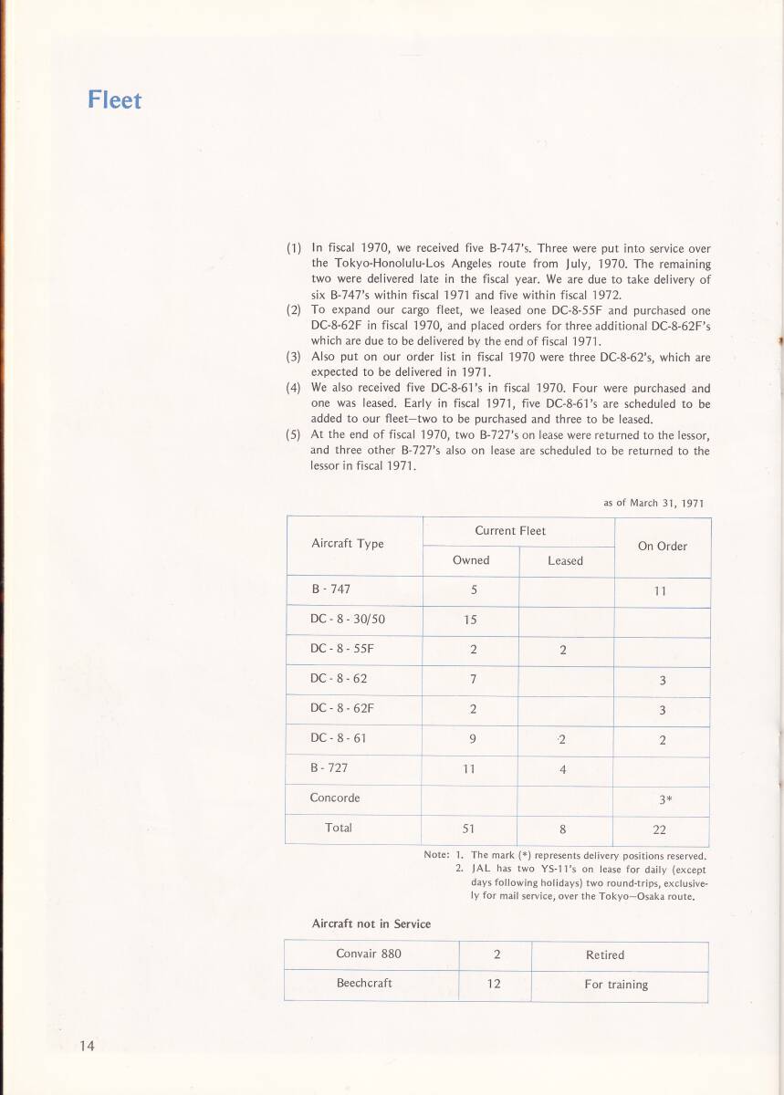 エアライン製資料　日本航空　英文 ANNUAL REPORT 1970-1971 24ページ_画像5