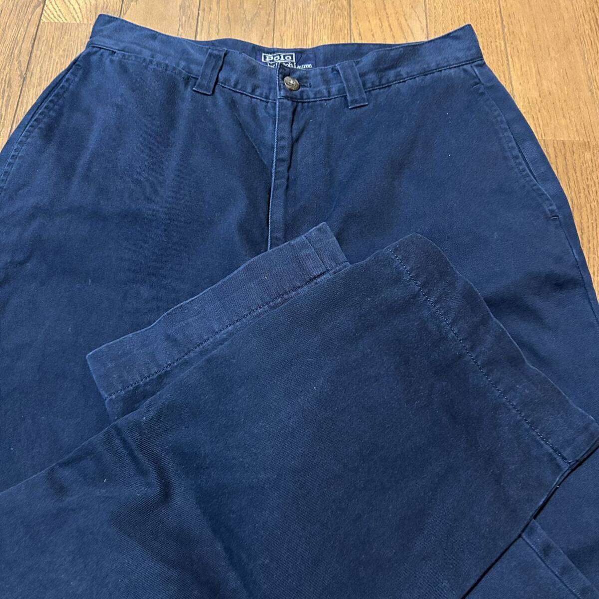 W75-股下76cm！ポロbyラルフローレン 古着チノパン ネイビー POLO CHINO POLO RALPH LAUREN_画像4