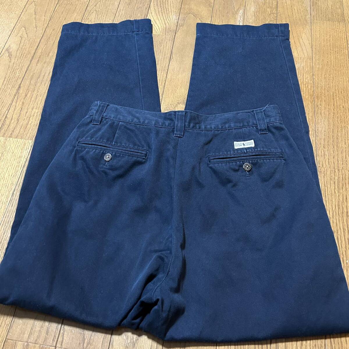 W75-股下76cm！ポロbyラルフローレン 古着チノパン ネイビー POLO CHINO POLO RALPH LAUREN