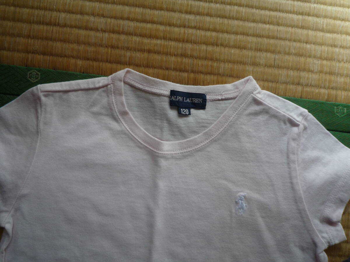 ラルフローレン　淡いピンクのTシャツ(120)・かわいい帽子　(52cm)　　2点_画像2