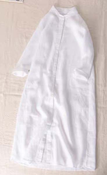 10件送料無料yh cワンピース295 羽織物 ホワイト Mサイズ 麻100％ リネン チュニック ナチュラル系 大人可愛 ワイシャツ カーディガン_この色になります