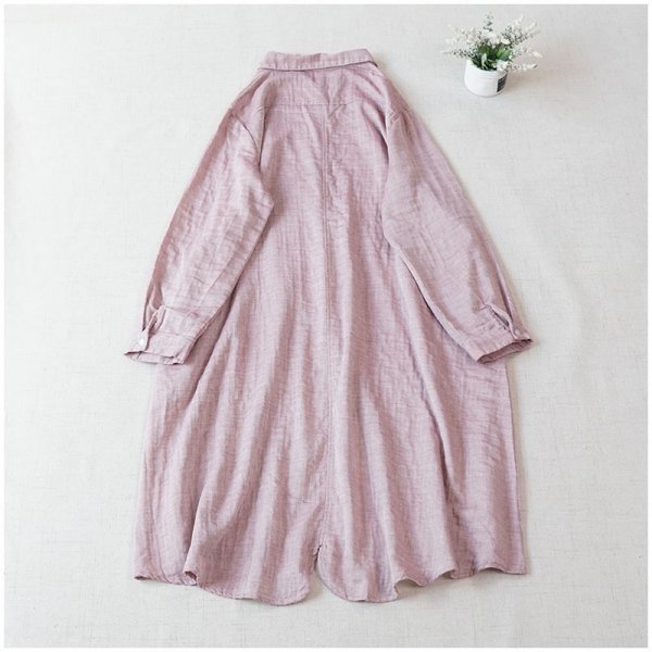 yh One-piece double gauze free size cotton 100% cotton easy natural long tunic adult possible love off pink 