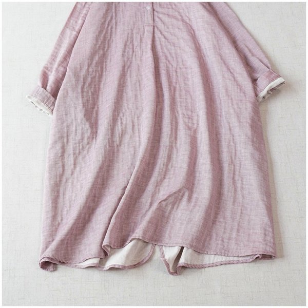 yh One-piece double gauze free size cotton 100% cotton easy natural long tunic adult possible love off pink 