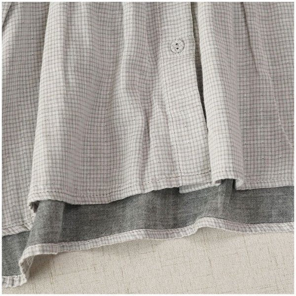 m240324 туника верхняя одежда двойной марля хлопок 100% в клетку hida взрослый возможно love рубашка стиль свободный размер блуза натуральный незначительный серый 