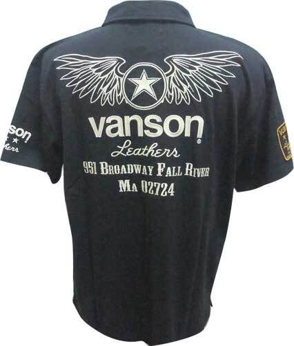 ポロシャツ バンソン vanson ウィングスター NVPS-2201 黒 XL寸