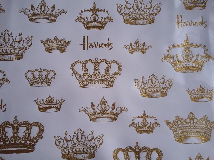 HAL Harrods Harrods * Crown Crown большая сумка белый ламе .A4 * M размер быстрое решение новый товар не использовался 