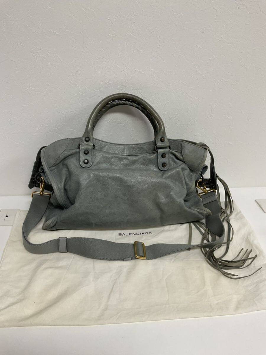 .AD754-100* BALENCIAGA| Balenciaga The City 2WAY 115748 голубой серия 2WAY сумка на плечо зеркало имеется ручная сумочка 